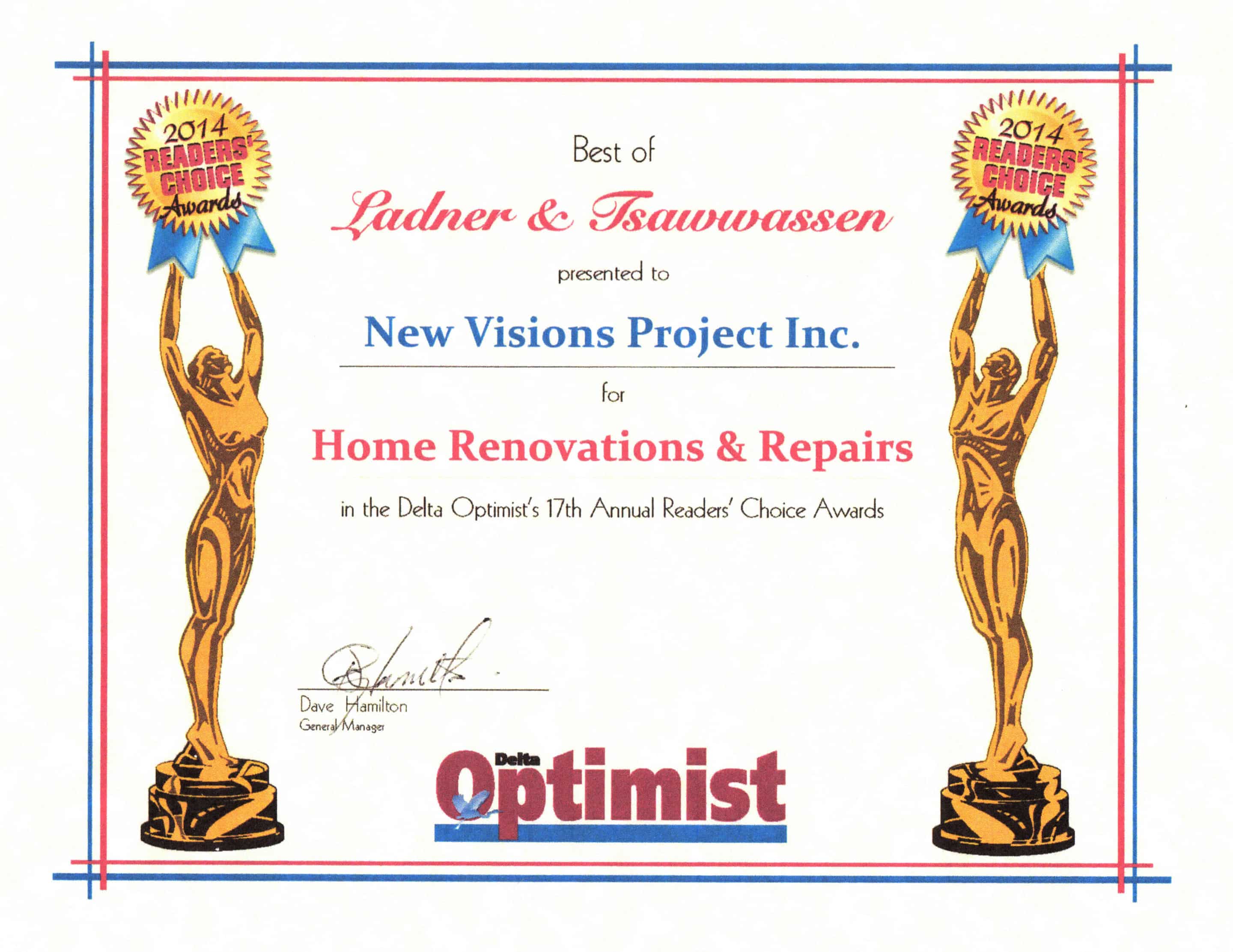 2014 Delta Optimist Readers Choice Awards – Best Home Renovations and Repair
